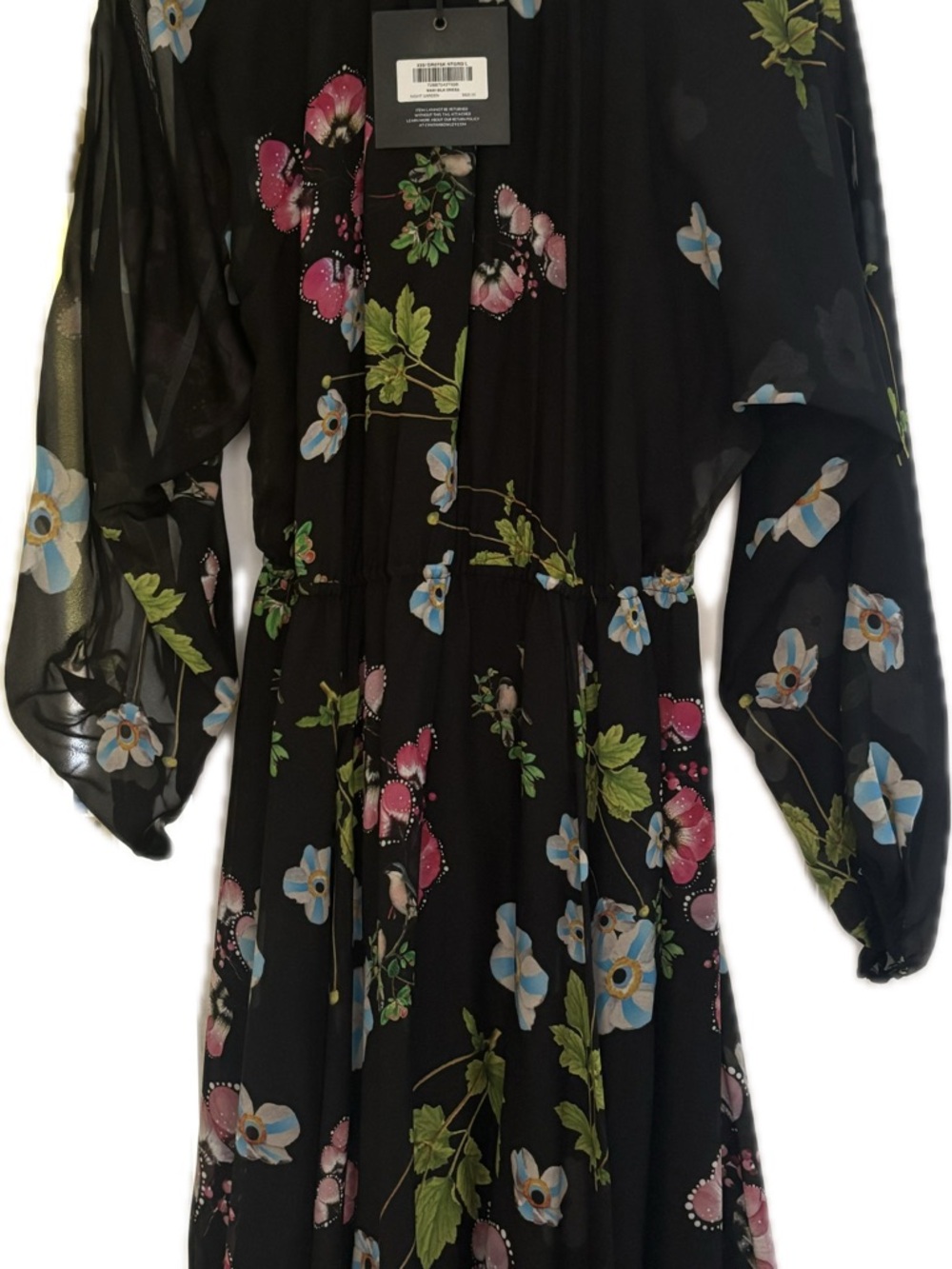 Cynthia Rowley Black Floral Midi with Multicolor Blooms